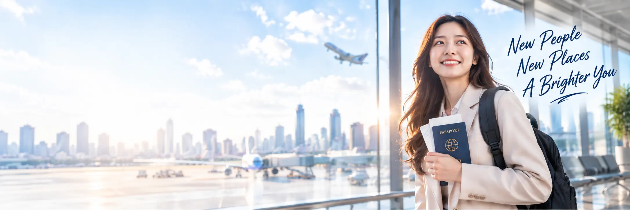 Young woman traveling in an airport